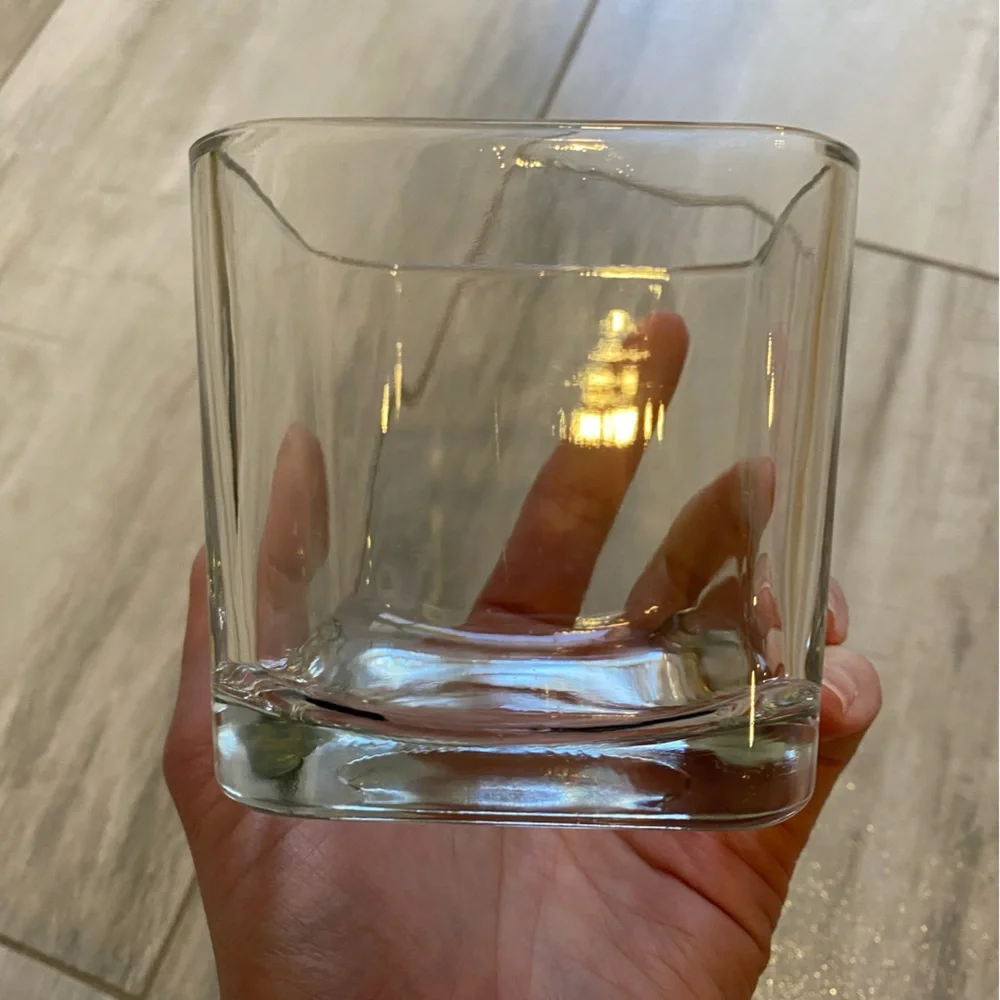 Bundle of 2 Small Square Shaped Clear Glass Flower Vases